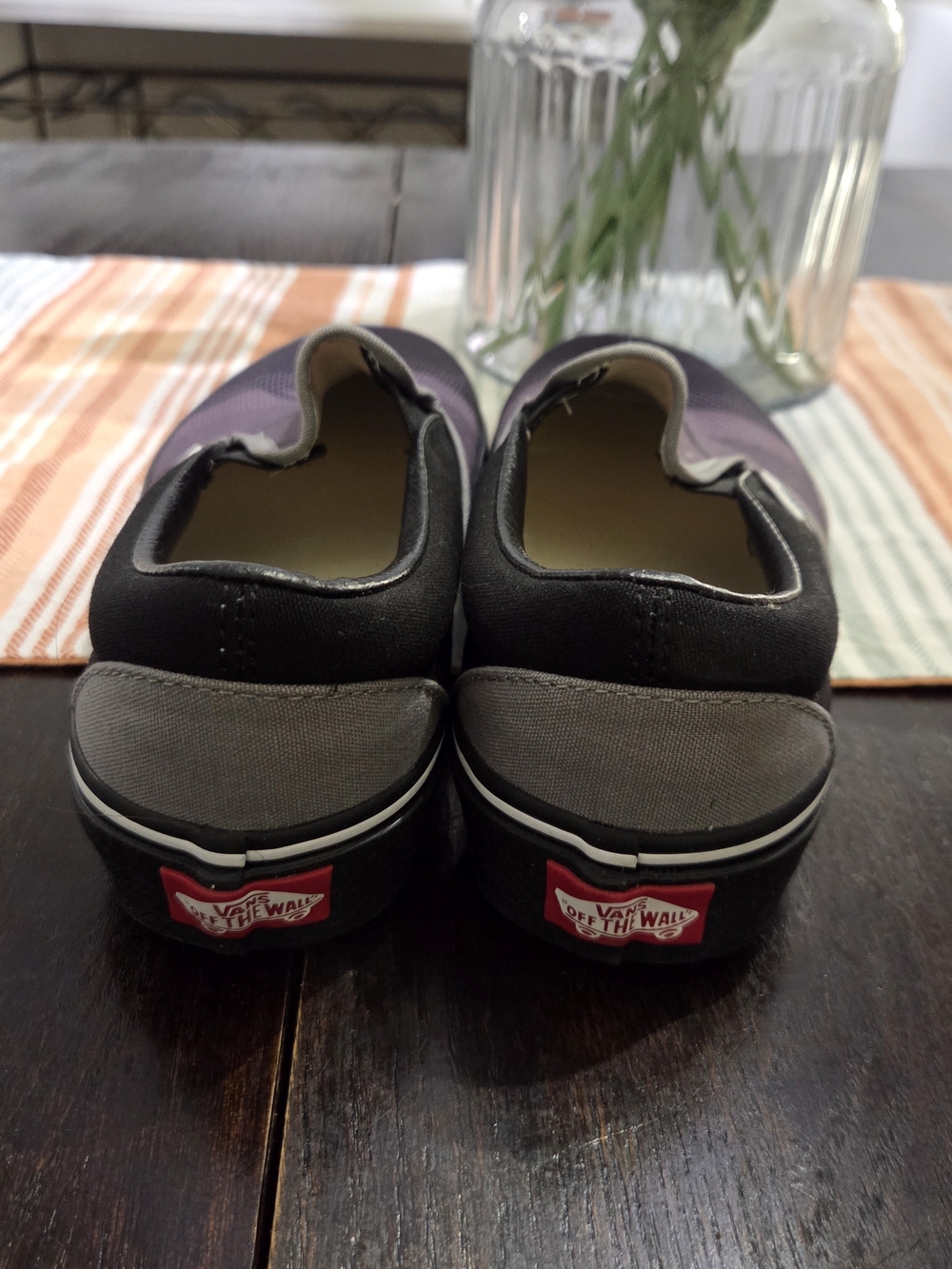 Vans Kids Slip-On Shoes - Black & Purple M 5.5 And W 7